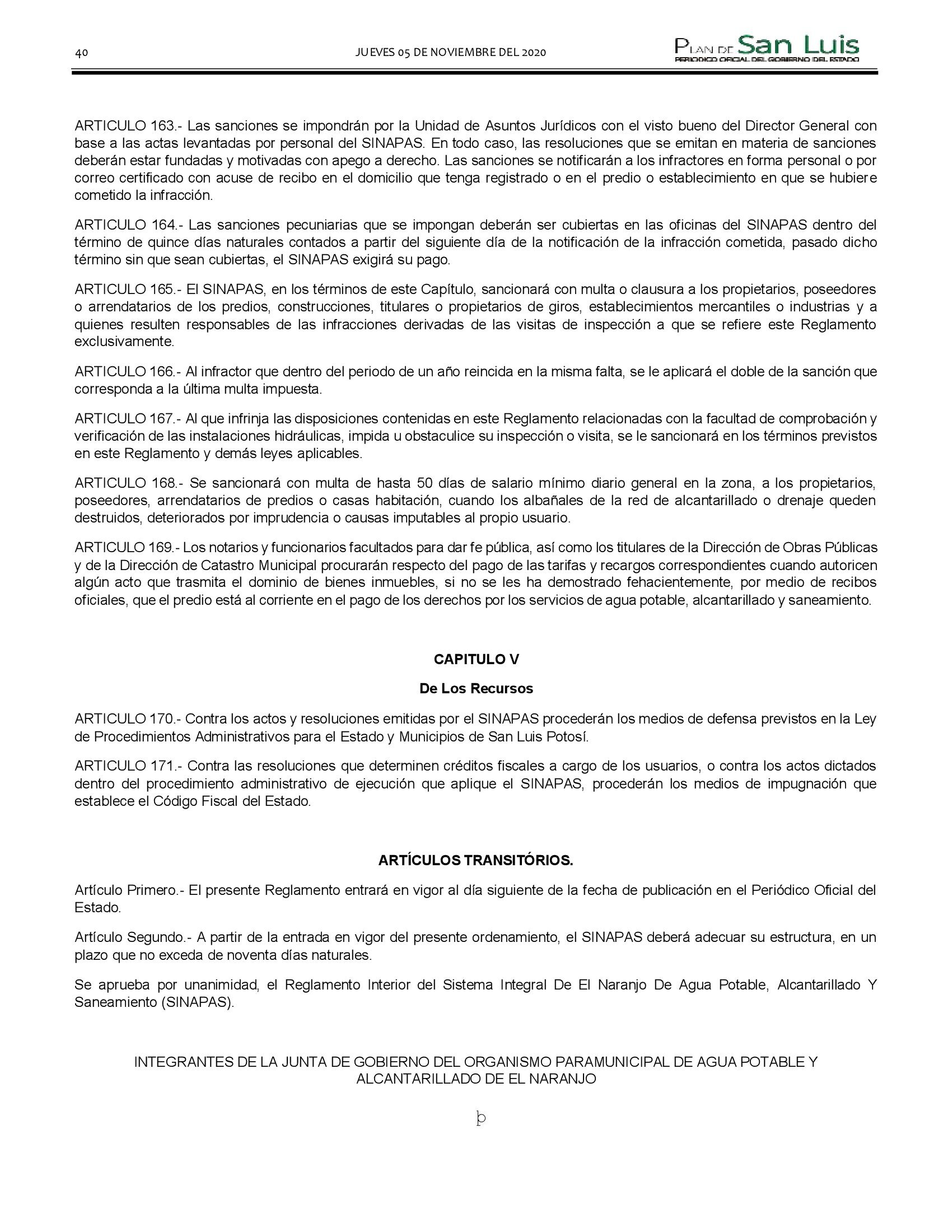 NARANJO REGLAMENTO 40